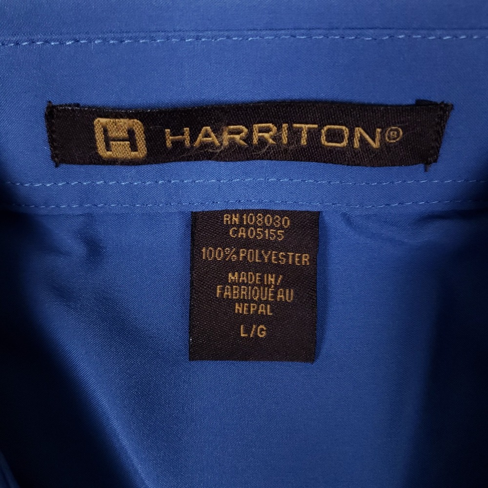 Harriton Blue Dress Shirt Men Large Button Up Long Sleeve Work Corporate Office - Picture 4 of 7